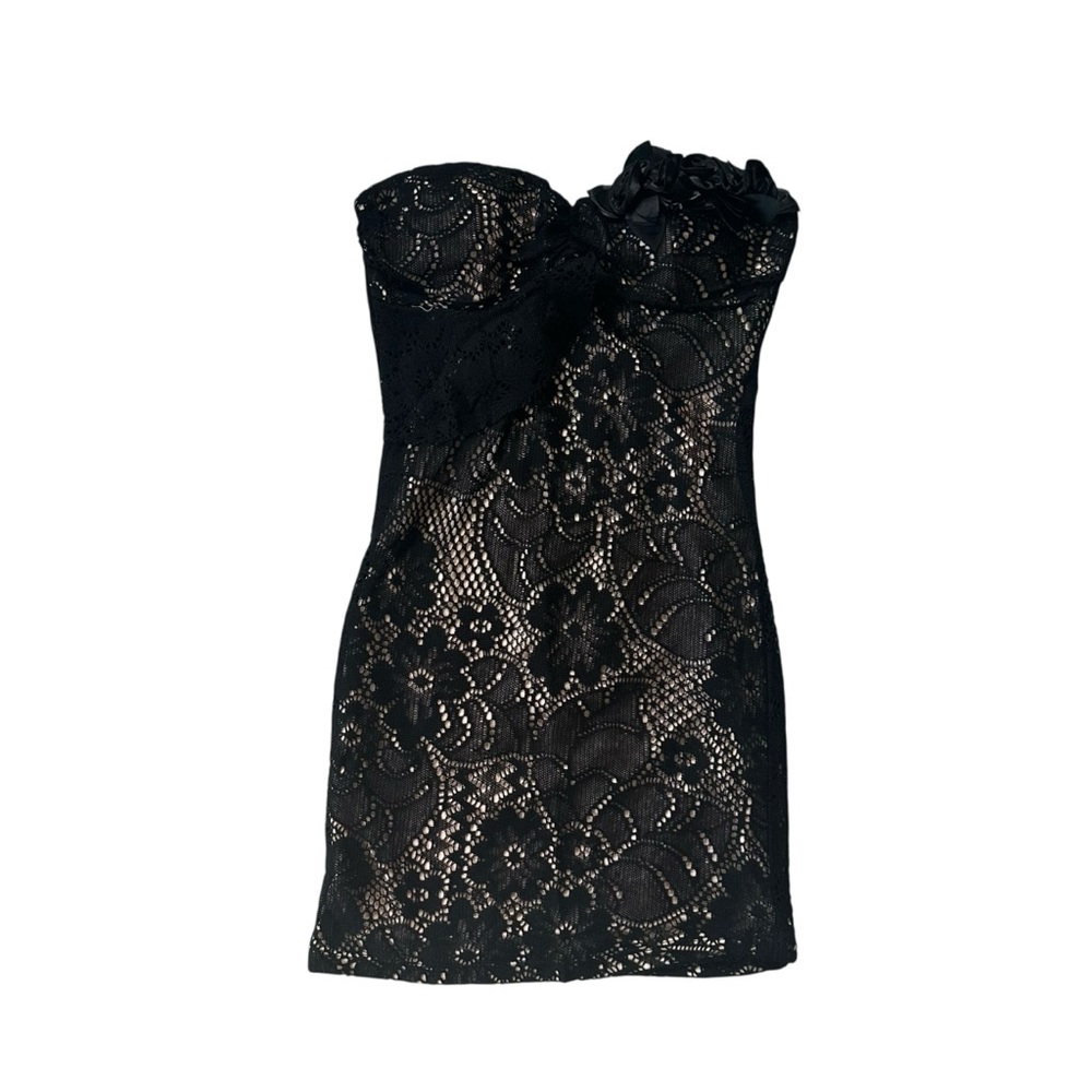 Black Lace Strapless Cocktail Party Mini Dress - Holiday/NYE LBD (NWOT)
